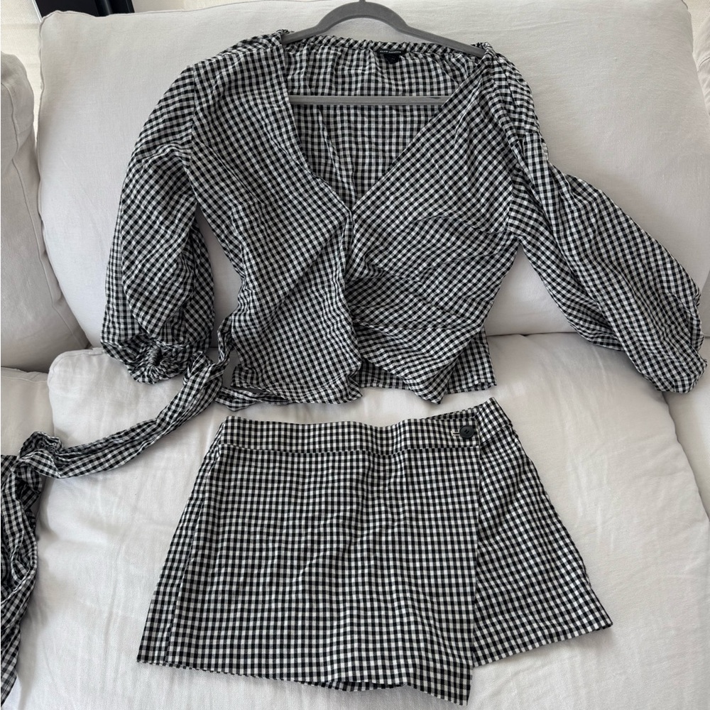 Black and White Gingham Skirt and Wrap Top